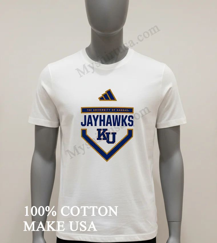 Kansas Jayhawks Adidas Home Plate Pre Game funny america t-shirts - white-t-shirt Kansas Jayhawks Adidas Home Plate Pre Game Shirt White T Shirt 1