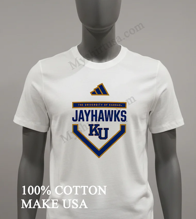 Kansas Jayhawks Adidas Home Plate Pre Game funny america t-shirts - white-t-shirt Kansas Jayhawks Adidas Home Plate Pre Game Shirt White T Shirt 2