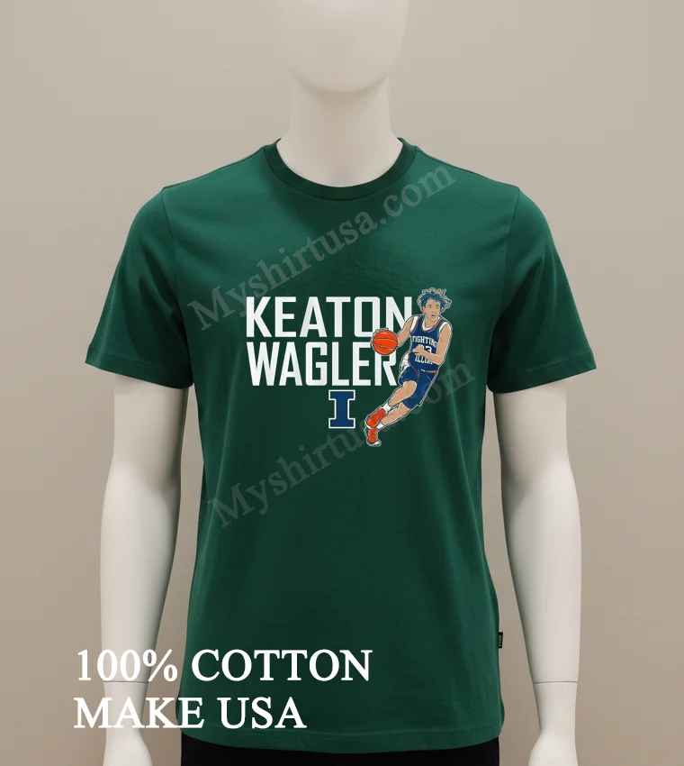 Keaton Wagler Fighting Illini Illinois Basketball College Sports Shirt Green Shirt