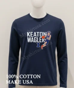 Keaton Wagler Fighting Illini Illinois Basketball College Sports funny america t-shirts