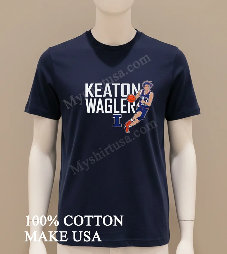 Keaton Wagler Fighting Illini Illinois Basketball College Sports funny america t-shirts - navy-shirt Keaton Wagler Fighting Illini Illinois Basketball College Sports Shirt Navy Shirt