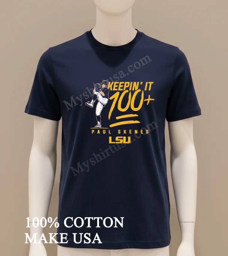 Keeping It 100 Paul Skenes Lsu Pitcher Graphic Shirt Navy Shirt