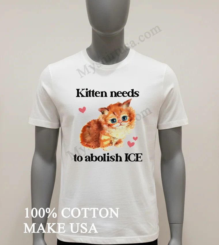 Kitten Needs To Abolish Ice Cute Orange Cat Pink Hearts Shirt White T Shirt 1