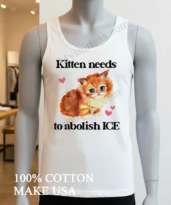 Kitten Needs To Abolish Ice Cute Orange Cat Pink Hearts Shirt