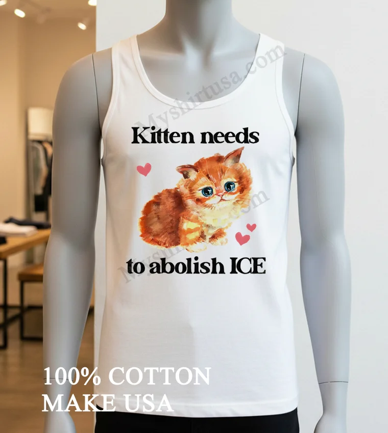 Kitten Needs To Abolish Ice Cute Orange Cat Pink Hearts Shirt - white-t-shirt Kitten Needs To Abolish Ice Cute Orange Cat Pink Hearts Shirt White T Shirt 3