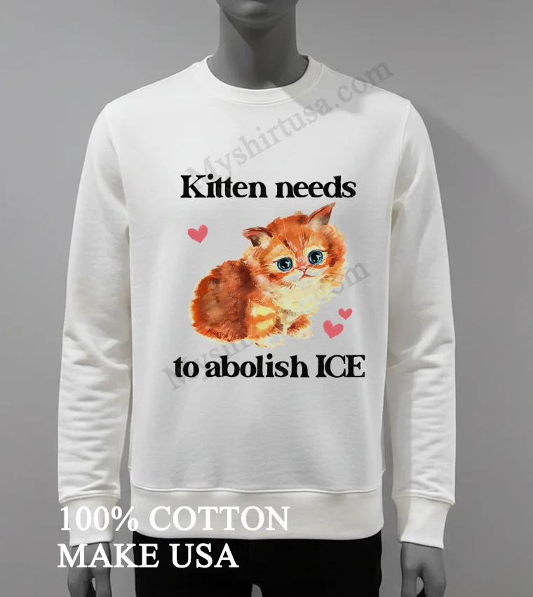 Kitten Needs To Abolish Ice Cute Orange Cat Pink Hearts Shirt - white-t-shirt Kitten Needs To Abolish Ice Cute Orange Cat Pink Hearts Shirt White T Shirt 4