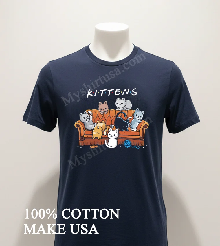 Kittens Friends Tv Show Parody Cat Sofa Shirt Navy Shirt 1