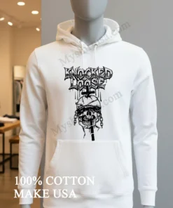 Knocked Loose Blindfolded Skull Barbed Wire Cross Chain Graphic funny america t-shirts