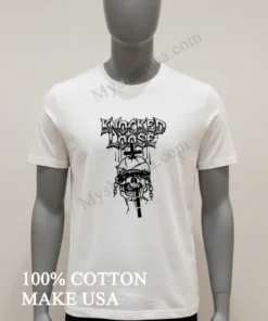 Knocked Loose Blindfolded Skull Barbed Wire Cross Chain Graphic funny america t-shirts