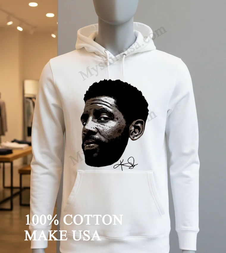 Kyrie Irving Detailed Portrait Signature Art Graphic Sports Shirt Hoodie Shirt
