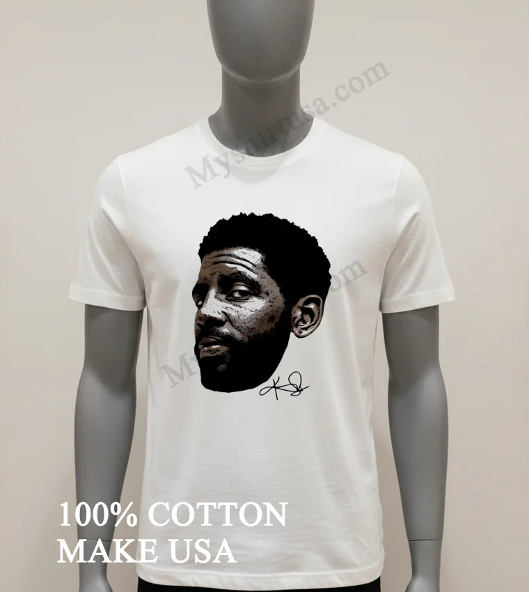 Kyrie Irving Detailed Portrait Signature Art Graphic Sports funny america t-shirts - white-t-shirt Kyrie Irving Detailed Portrait Signature Art Graphic Sports Shirt White T Shirt 1