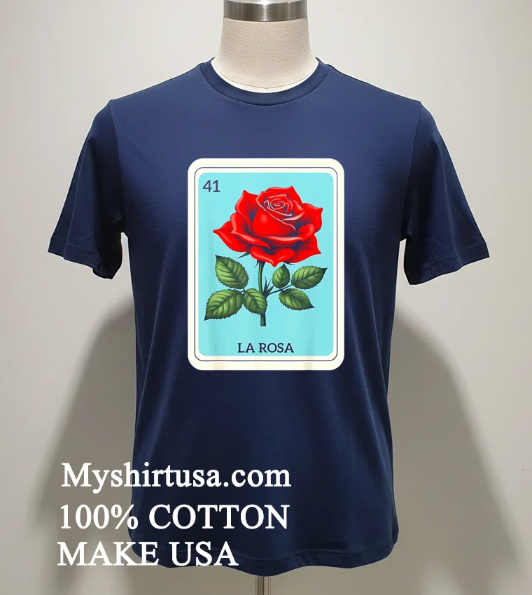 La Rosa Mexican Lottery Card Game Shirt Navy Shirt 1