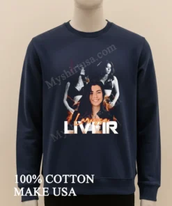 Larissa Liveir Guitarist Portrait With Lightning Graphic Design funny america t-shirts