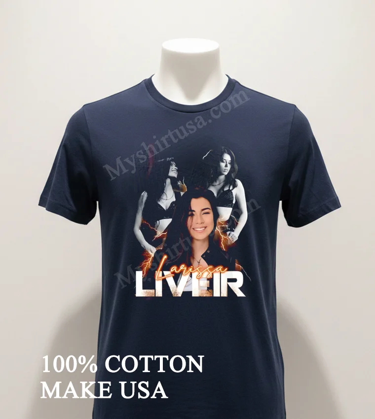 Larissa Liveir Guitarist Portrait With Lightning Graphic Design Shirt Navy Shirt 1