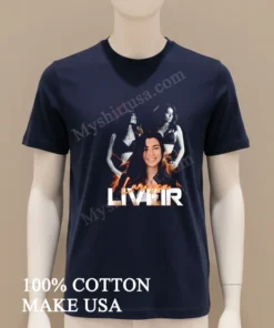 Larissa Liveir Guitarist Portrait With Lightning Graphic Design funny america t-shirts