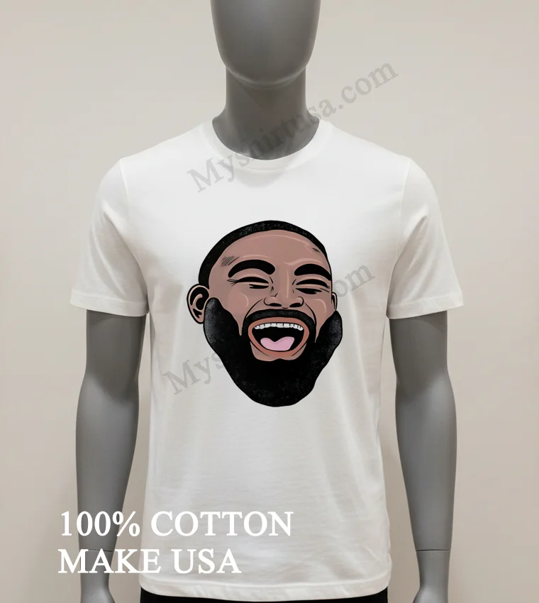 Laughing Man Face With Beard Graphic Design funny america t-shirts - white-t-shirt Laughing Man Face With Beard Graphic Design Shirt White T Shirt 1