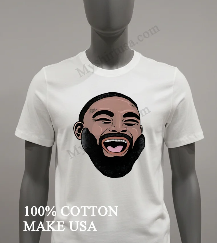 Laughing Man Face With Beard Graphic Design Shirt White T Shirt 2