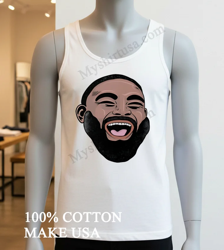 Laughing Man Face With Beard Graphic Design Shirt White T Shirt 3