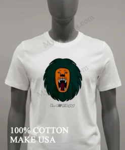Leon Orange Lion Head Roaring Green Mane funny america t-shirts