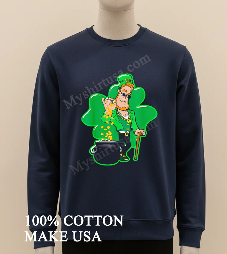 Leprechaun Salt Bae Pouring Gold Coins Into Pot Shirt Long Sleve Shirt