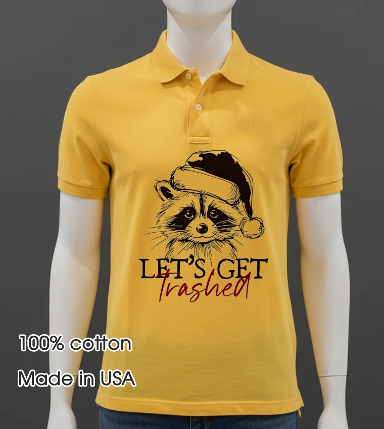 Let S Get Trashed Funny Raccoon Christmas Shirt - yellow-t-shirt Lets Get Trashed Funny Raccoon Christmas Shirt Yellow T Shirt