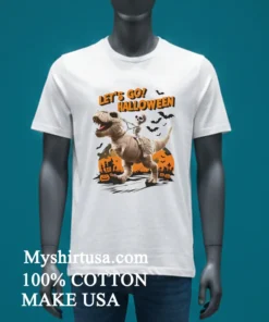 Let S Go Halloween Mummy T Rex Skeleton Bats Pumpkins Shirt