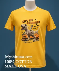 Let S Go Halloween Mummy T Rex Skeleton Bats Pumpkins Shirt