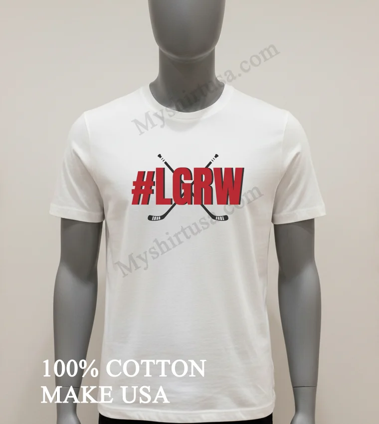 Lgrw Red Wings Hashtag Crossed Hockey Sticks Shirt White T Shirt 1