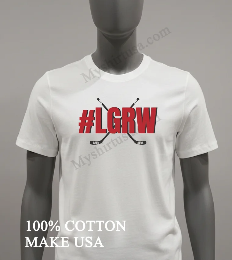 Lgrw Red Wings Hashtag Crossed Hockey Sticks Shirt White T Shirt 2