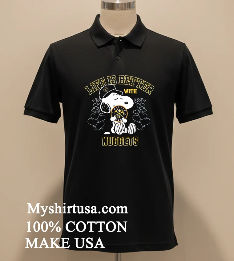 Life Is Better With Denver Nuggets Snoopy Heart funny america t-shirts - balck-shirt Life Is Better With Denver Nuggets Snoopy Heart Shirt Balck Shirt