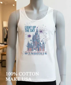Light Up The Sky Dynamite Castle With Fireworks And Balloons funny america t-shirts