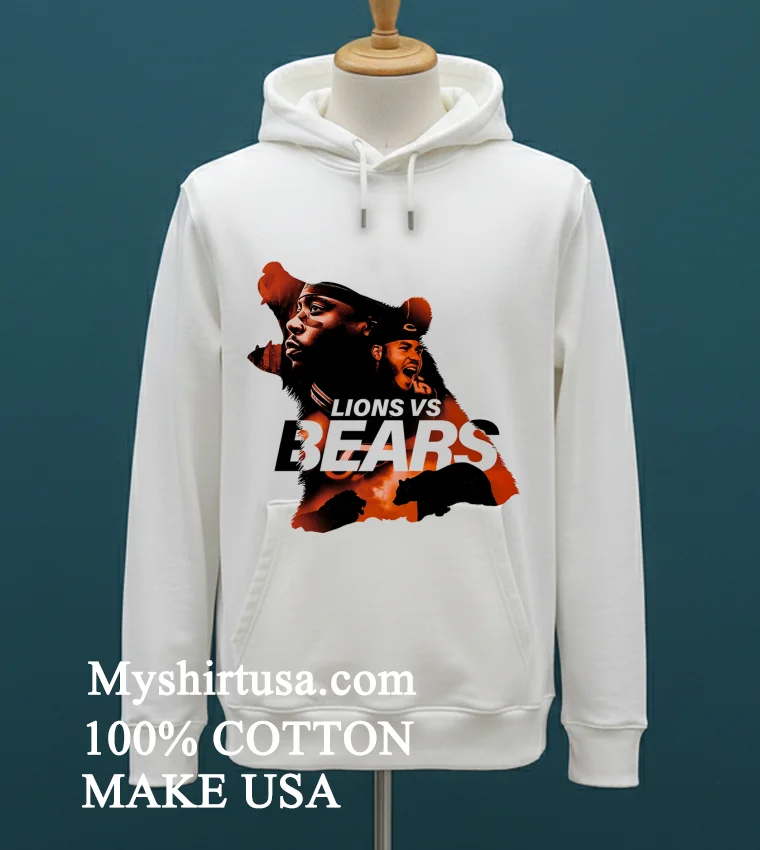 Lions Vs Bears Art Shirt - white-t-shirt Lions Vs Bears Art Shirt White T Shirt 1