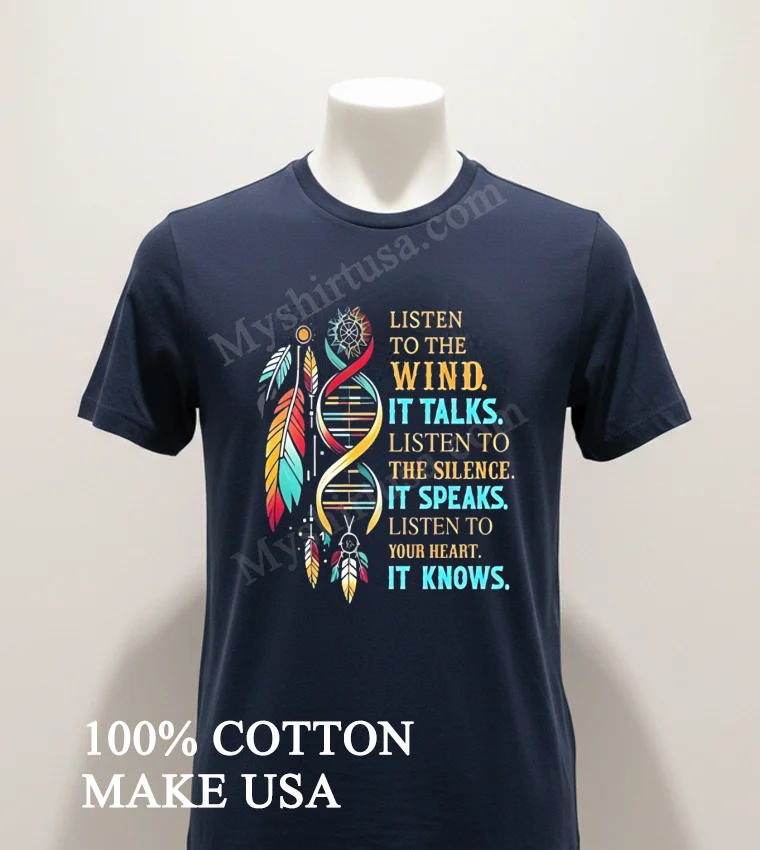 Listen To The Wind Dna Dreamcatcher Feathers Shirt Navy Shirt 1