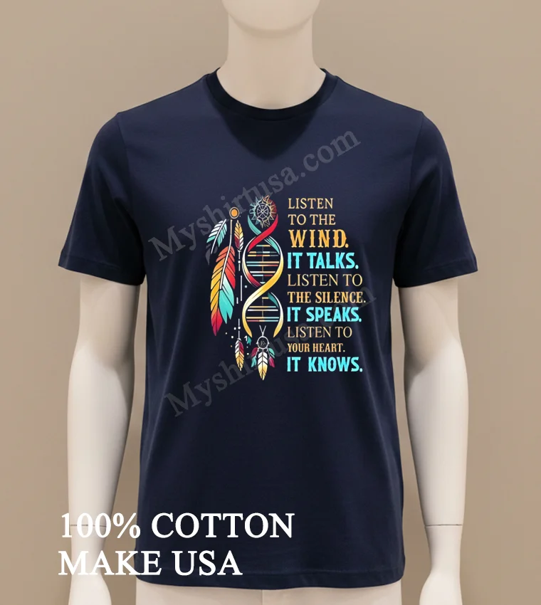 Listen To The Wind Dna Dreamcatcher Feathers Shirt Navy Shirt