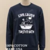 Live Laugh Toaster Bath Skeleton In Bathtub Distressed Graphic Shirt Long Sleve Shirt