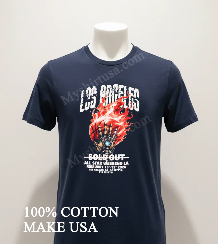 Los Angeles All Star Weekend 2026 Infinity Gauntlet Basketball funny america t-shirts - navy-shirt Los Angeles All Star Weekend 2026 Infinity Gauntlet Basketball Shirt Navy Shirt 1