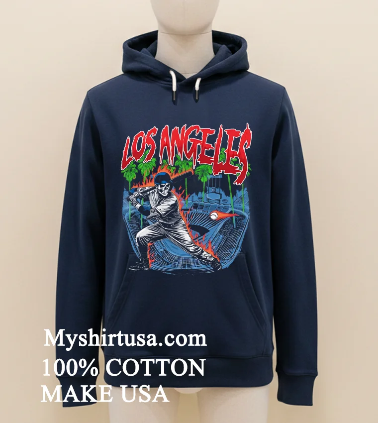 Los Angeles Dodgers Baseball Skeleton Art Shirt Navy Shirt 1