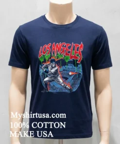 Los Angeles Dodgers Baseball Skeleton Art Shirt