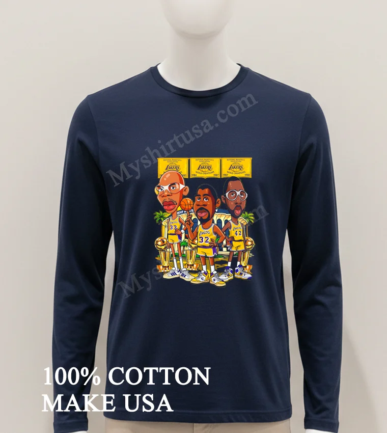 Los Angeles Lakers 1985 1987 1988 World Champions Kareem Abdul Jabbar Magic Johnson James Worthy Shirt Hoodie Shirt 1