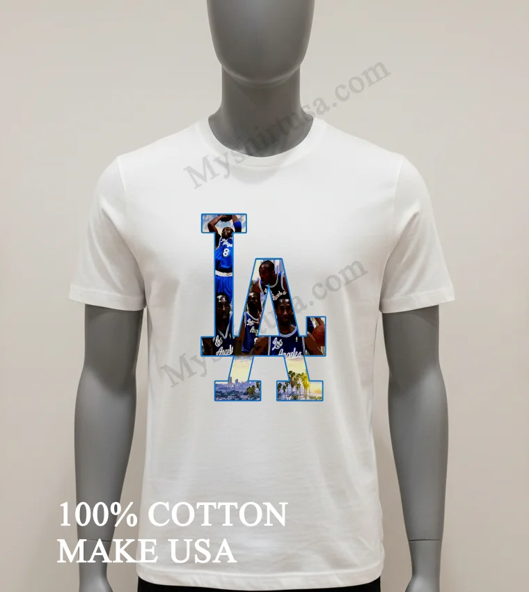 Los Angeles Lakers Kobe Bryant Blue Jersey La Shirt White T Shirt 1