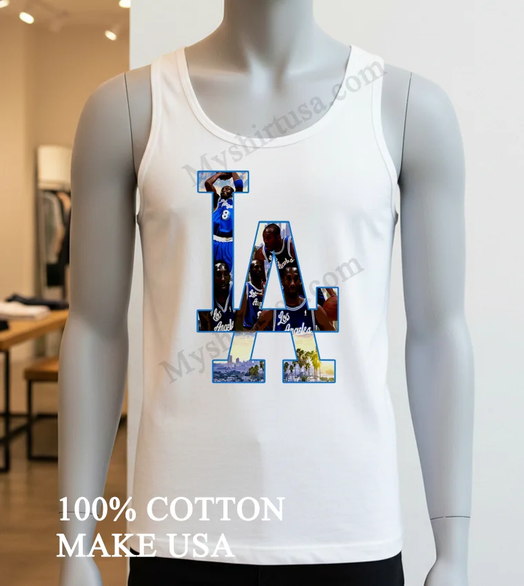 Los Angeles Lakers Kobe Bryant Blue Jersey La Shirt White T Shirt 3