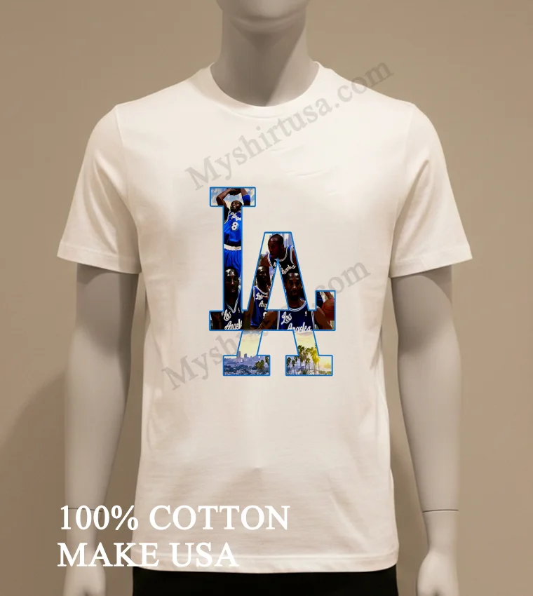 Los Angeles Lakers Kobe Bryant Blue Jersey La Shirt White T Shirt