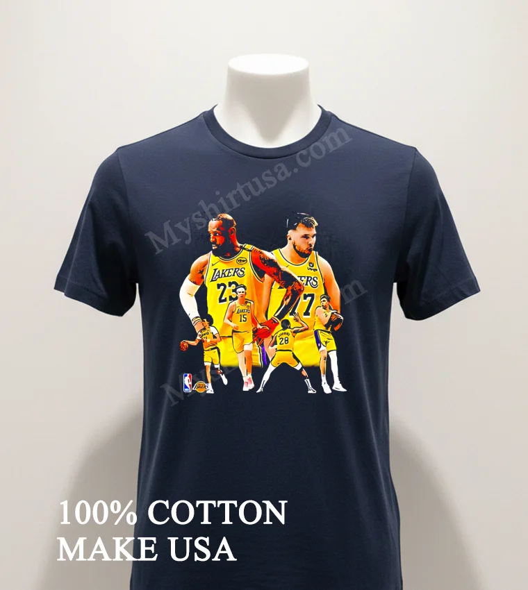 Los Angeles Lakers New Duo 2025 Luka Doncic And Lebron Vintage Shirt Navy Shirt 1