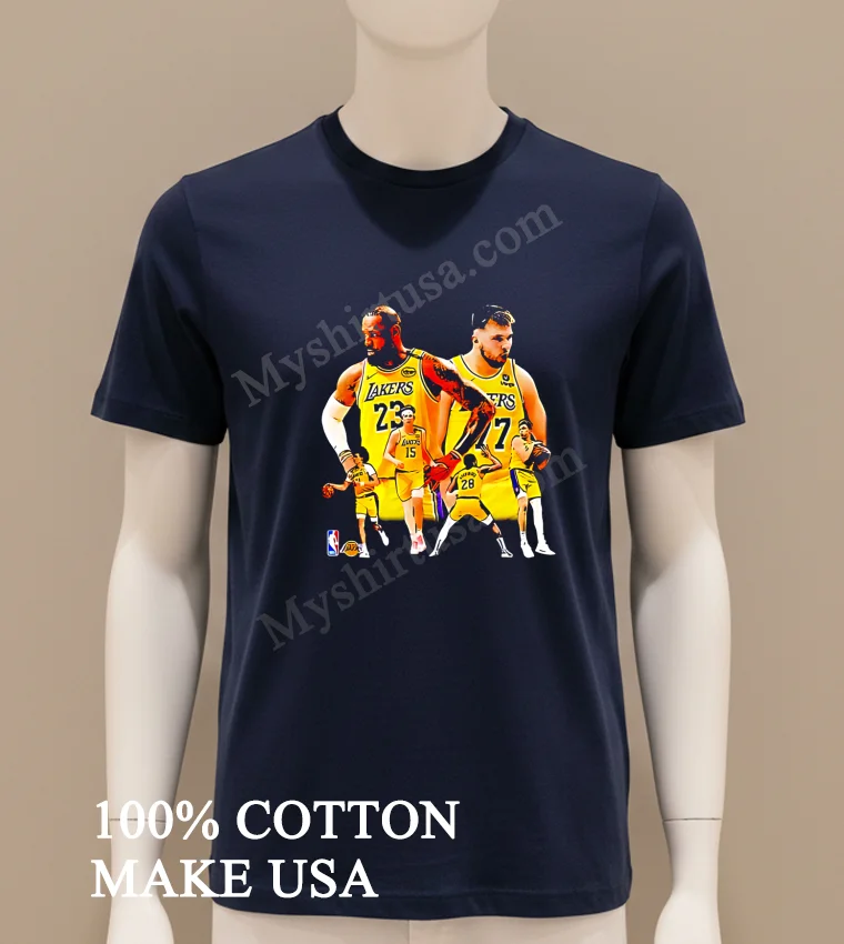 Los Angeles Lakers New Duo 2025 Luka Doncic And Lebron Vintage Shirt Navy Shirt