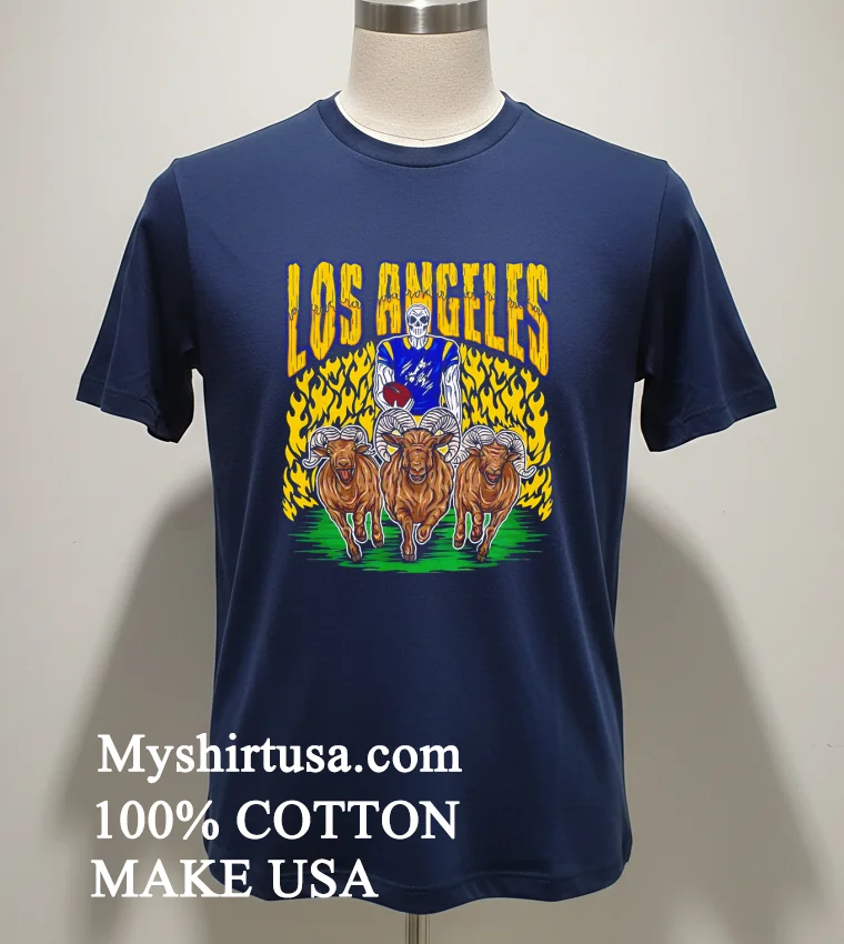 Los Angeles Rams Skeleton Player Leading Rams Shirt Navy Shirt 1