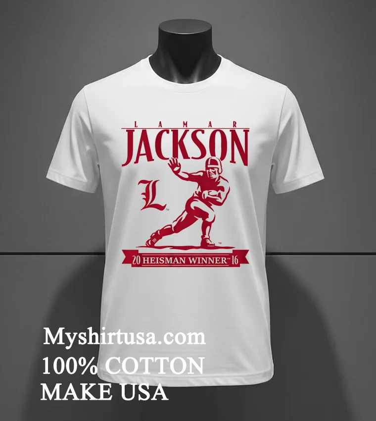 Louisville Football Lamar Jackson Heisman Trophy Shirt White T Shirt 3
