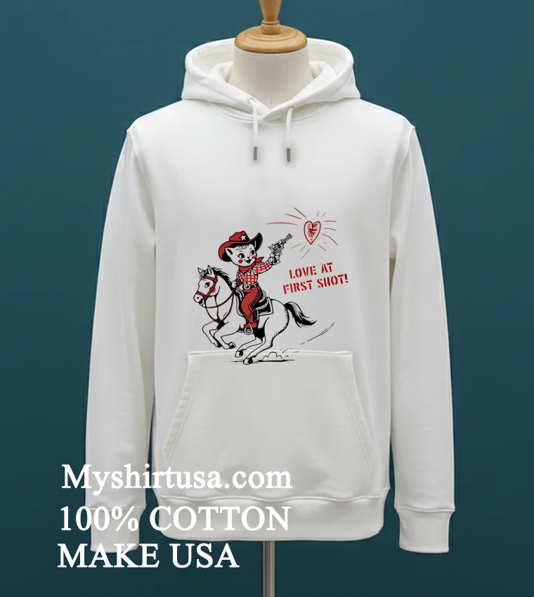 Love At First Shot Cowboy Cat Shirt White T Shirt