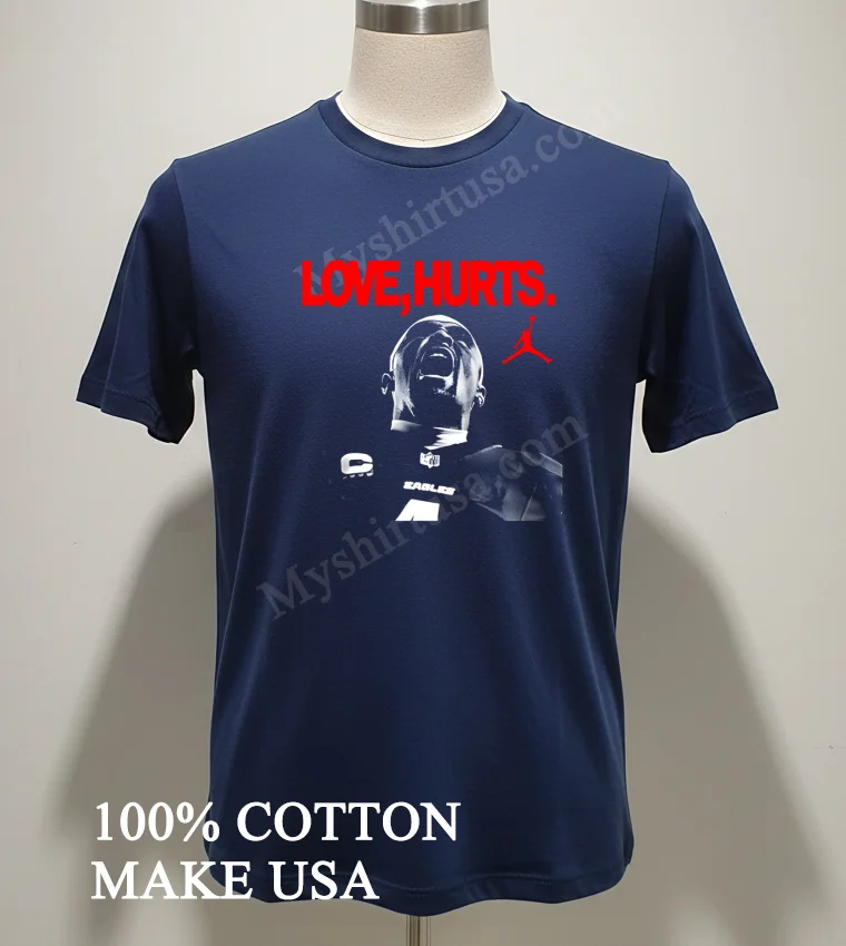 Love Hurts Jordan X Jalen Hurts Philadelphia Eagles Super Bowl Lix Champions Scream funny america t-shirts - navy-shirt Love Hurts Jordan X Jalen Hurts Philadelphia Eagles Super Bowl Lix Champions Scream Shirt Navy Shirt 2