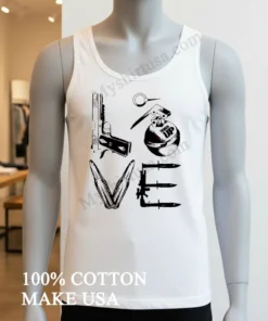 Love Weapons Pistol Grenade Bullets Bayonet Military Style funny america t-shirts