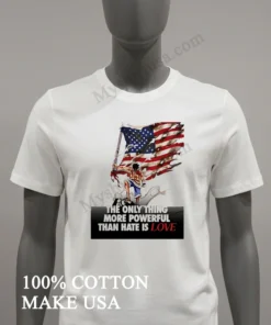 Luffy One Piece American Flag The Only Thing More Powerful Than Hate Is Love funny america t-shirts